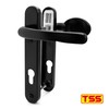 TSS Black UPVC Door Handle Pair Set, Sprung, 92mm PZ