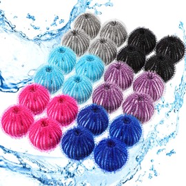 Blulu 24 Pieces Pet Hair Remover for Laundry Dryer Balls Reusable Washing Machine Hair Catcher Pet Dog Cat Hair Catcher Lint Remover (Light Blue,Blue,Grey,Black,Purple,Rose Red)