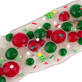 Gingerbread House Green & Red Pom-Poms Clear Slime, Good Stretchy Premade Slime, Slime Party Favors for Kids, Sensory Toys Girls Gifts & Boys Gifts Birthday Easter Hallowmas Christmas Slime