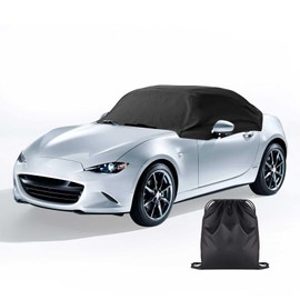 420D Oxford Half Car Cover Compatible with 2014-2023 Mazda Miata MX-5 Mk4 (ND Model only) Soft Top Roof Protector Half Cover, All Season Windproof Protection Snow Proof UV, Black
