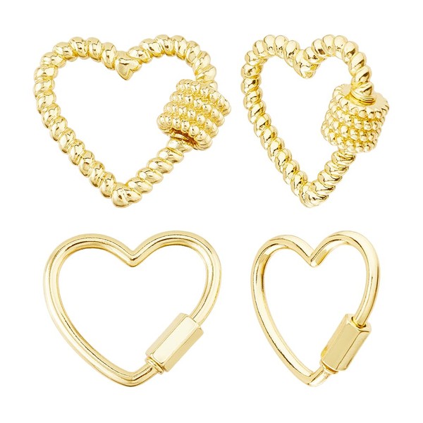 Hobbspring Pack of 4 18 Carat Gold-Plated Heart Lobster Clasp