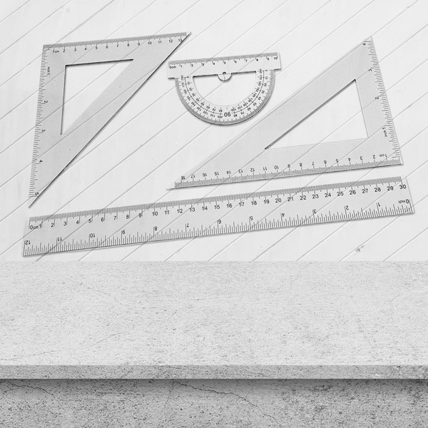 Set of 4 Geometry and Drawing Ruler 30 cm, Triangle