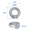 5/16"-18 Lifting Eye Nuts, Drop Forged Galvanized Threaded Fastener, UNC