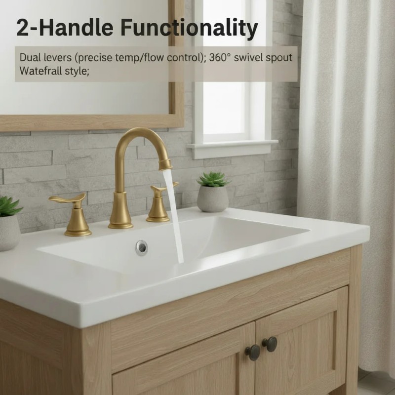 Bathroom Sink Faucet 2 Handle 8 Inch Widespread Deck Mounted