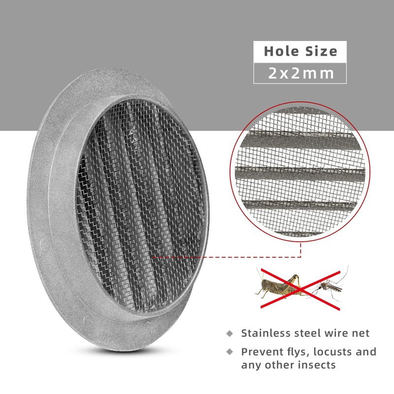 FRESH SPEED 6 inch Grey Round Metal Air Vent -