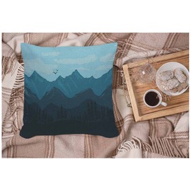 WONDERTIFY Mountain Cushion Cover Nature Mountains Cloud Throw Pillow Covers Cushion Case For Couch Home Decor Blue 45X45 Cm