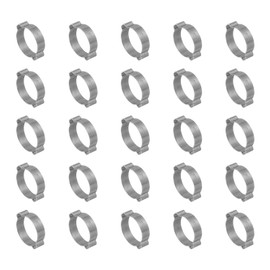 PATIKIL 25 Pack 28-31mm Double Ear Hose Clamp, 304 Stainless Steel O Clip Crimp Rings for Fuel Petrol Pipe Tube Fitting Connections, Silver Tone