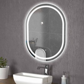 Annular LED Bathroom Mirror, 32x24 inch Wall Mounted Bathroom Mirror with Lights, Anti-Fog Dimmable 3 Colors CRI>90 Wall Mounted LED Mirror for Bathroom,IP44 Waterproof