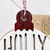 Mud Pie Holly Jolly Christmas Ornament Wood Cutout 4" Rustic