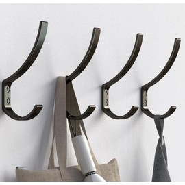 LoLocabin Wall Hooks for Hanging Coat: Large Heavy Duty 20LB, Black Hanger for Backpack, Purse, Clothing, Towel, Jacket, for Mudroom, Closet, Door, Farmhouse, Wall Mount with Screw