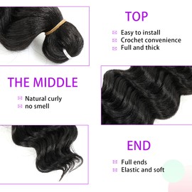 Ocean Wave Crochet Hair Deep Wave Crochet Hair Ocean Wave Braids Hair Synthetic Crochet Braiding Hair Extensions 6 Packs (20 Inch (Pack of 6), 1B)