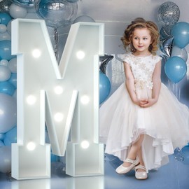 90 cm White Luminous Letters, Gigantic Luminous Letters Decoration Birthday, Wedding Anniversary, Decorative Letters LED Letters, Wedding Decoration, Birthday Engagement Decoration, Letter M