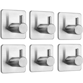 HXIO Adhesive Hooks Heavy Duty Wall Hooks Waterproof on Hooks Wall Hangers Waterproof Stainless Steel Sticky Hooks for Hanging Bathroom Kitchen Home(2 Pack)