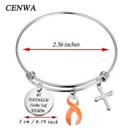 CENWA - Pulsera de concienciación Naranja con Cinta de concienciación para supervivientes, Regalo de Guerrero de Leucemia Be Stronger Than The Storm Leucemia