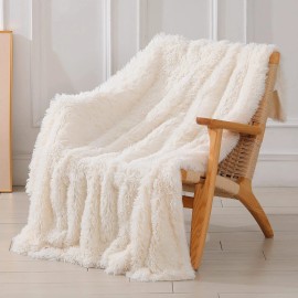Tuddrom Decorative Extra Soft Fuzzy Faux Fur Throw Blanket 50" x 60",Solid Re...