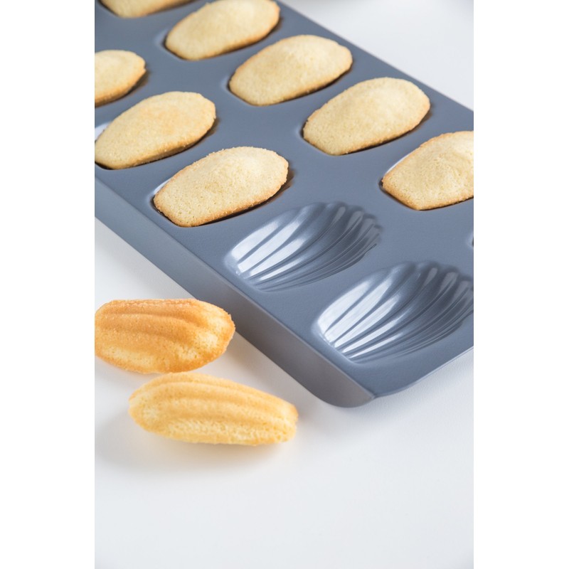 Fox Run Non-Stick Madeleine Pan, Carbon Steel, 12-Cup,Grey