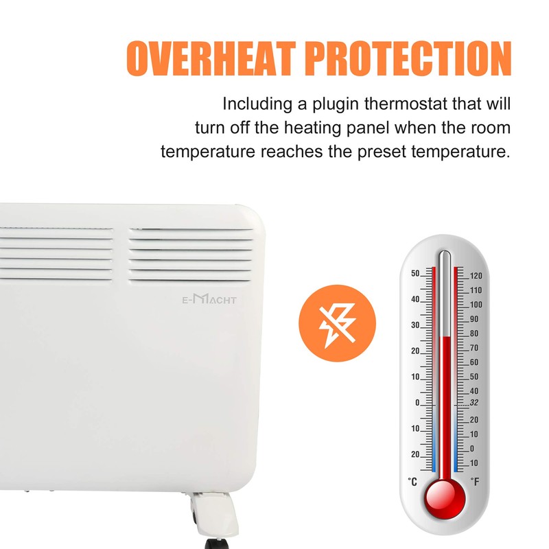 Vilobos Space Heater,1000W Electric Convector Heater with Wheels Freestanding/Wall Mounted,Smart