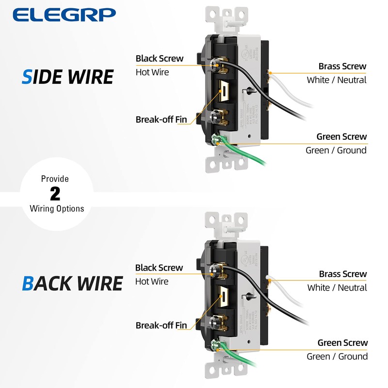 ELEGRP Double Toggle Light Switch, Two Single Pole Electrical Dual
