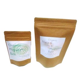 Organic Mugwort Bath 5 pcs, Organic Mugwort Bath, 5 Pack, Steamed Wormwood, Pregnant, Warm, Herbal Bath (Mugwort & Neem Bath, 15 pc Set of Mugwort and Neem Bath Salts)