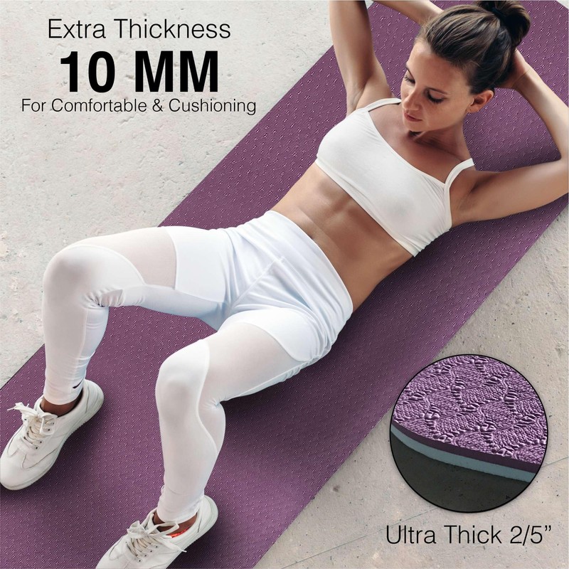 Feetlu Extra Thick Exercise Yoga Mat with Strap - 2/5