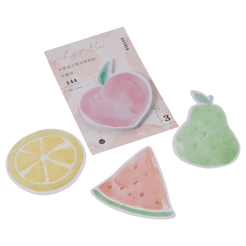 GetCoupon 4 Pads Cute Fruit Cartoon Sticky Notes, Kawaii Sticky