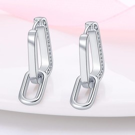 KUNSIR 925 Sterling Silver Earrings U Shaped Hoop Earrings with Colourful Cubic Zirconia Stones Hypoallergenic Women Hoop Earrings Casual Jewellery Holiday Gifts