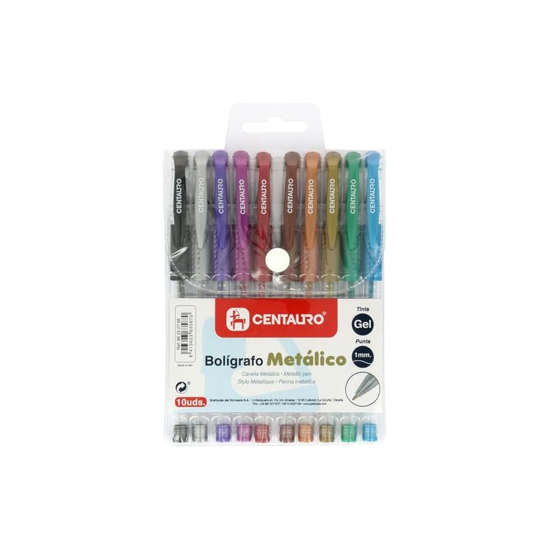 Centauro - 10 Pack Metallic Gel Pens Medium Line 1mm