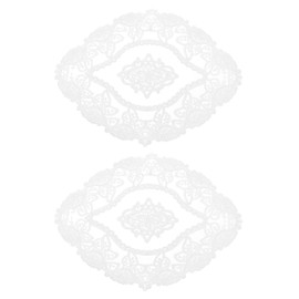 sourcing map 2Pcs Retro Lace Placemats, French Crochet Doilies Oval Embroidered Hollow Cup Vase Table Mat for Dining Table Kitchen Party 11x9inch, White