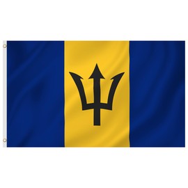 Second Ave Barbados Flag 5ft X 3ft Large with Brass Eyelets Barbadian National Sports Party Celebration Banner Flag