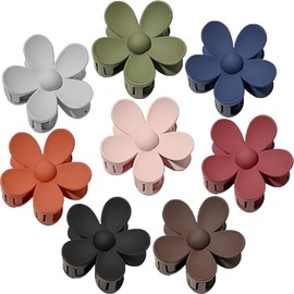 8PCS Flower Hair Clips Large Claw Clips for Women Thick Hair Cute Dasiy Hair Clips Matte Flower Claw Clips Strong Hold for Thin Hair Non Slip Hair Clips for Women Girls Gifts 8 Colors