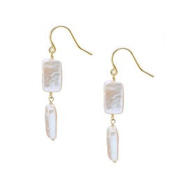 Valero Pearls Women's Earrings 925 Sterling Silver with Freshwater Cultured Pearls Approx. 14.0 - 14.5 mm, Silver