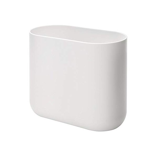 iDesign Compact Bathroom Bin, Slim Plastic Bin for Bathroom, Bedroom or Office Waste, Durable Bin with Sleek and Elegant Design, White