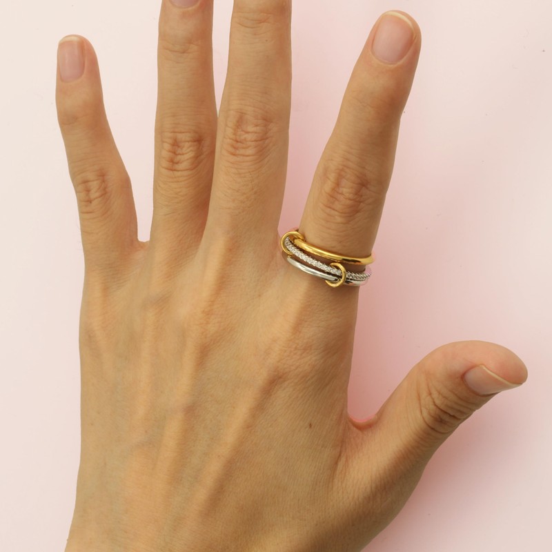HOLINSE HOLINSE Stackable Rings for Women, Multicolored Connected Ring Set,