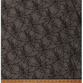 Soft Lace Spiderwebs Spiders Black Lace Fabric by The Yard (D171.16)