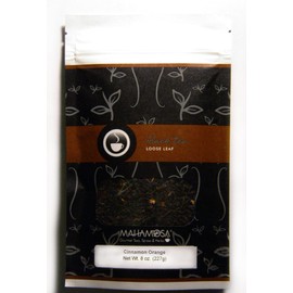 Mahamosa Cinnamon Orange Tea 8 oz - Loose Leaf Flavored Black Tea Blend (with orange peel, cinnamon pieces, ginger pieces, flavoring, vanilla pieces)