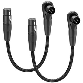 HOSONGIN Right Angle XLR Cable, Adjustable-Angle Male to Straight Female 1FT - 2 Pack