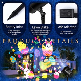Lingvee Holiday Projector Light with Slides LED Projector Lights Outdoor Reflectors Waterproof Landscape Decorative Lighting Projection Lamp for Party(Bunny)