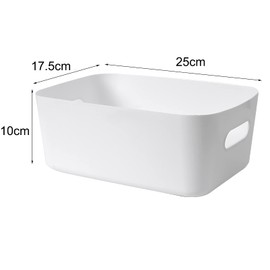 Mofeisor 6 Packs Plastic Storage Baskets with Handles, Cupboard Storage Boxes for Bathroom, Office, Kitchen Organiser Storage Box, White