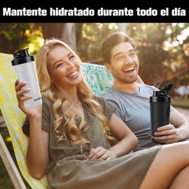 NUOWEI 2 Piezas Botella para Proteina Gym con mezclador, potente botella mezcladora para batidos suaves y suplementos, Tapa Hermética Antiderrame, Botella de Agua Deportiva 600ml