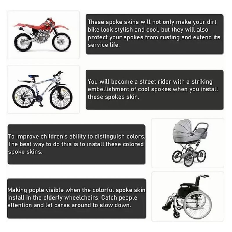 TECNOLOGÍA INFINITA 72pcs Popotes Cubre Rayos Motocross Popotes Spokes Bicicleta
