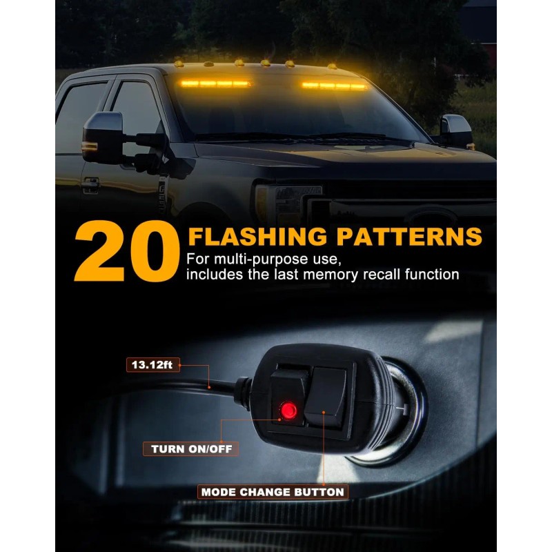 Emergency Dash Strobe Lights 2x16.8 Inch Amber White 48 LED