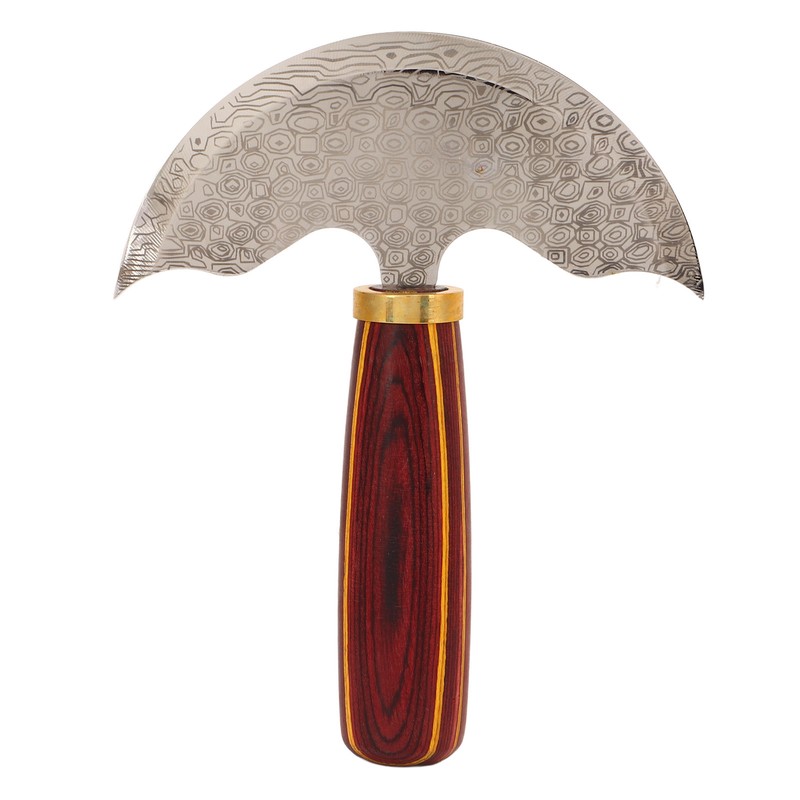 Round Leather Knifes Incisive Blade High Hardness Polished Wooden Handle