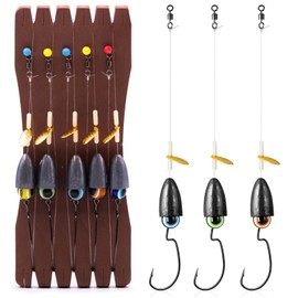 FishTrip Texas Rig Hooks for Bass Fishing, EWG Worm Hooks with Fishing Bullet Weights Sinkers for Freshwater Saltwater 3/16oz 5Pcs