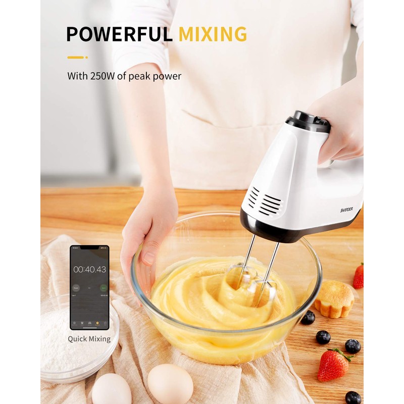 SHARDOR Hand Mixer Electric, 6 Speed & Turbo Mixer Electric