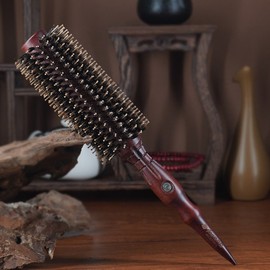 Factory Direct Large Round Beech Wood Boar & Nylon Bristle Heat-Resistant Curling Hair Brush Free Size/8836-L 4ea