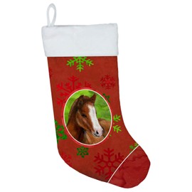 Caroline's Treasures SB3120-CS Horse Foal Red Snowflakes Holiday Christmas Christmas Stocking, Large, Multicolor