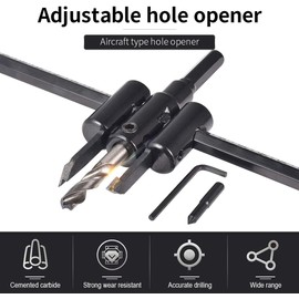 HOHXEN Adjustable Circle Hole Saw Cutter Woodworking Drill Bit Kit, 1 in to 8 in Round Saw Cutting Tool, Plane Type Circle Hole Cutter Tool, Heavy Duty Wood DIY Tools (Cutting Diameter: 30mm-200mm)