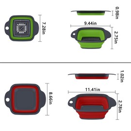 QiMH Collapsible Colanders Set of 3, 4 Quart Colander, 4 Quart Folding Basin, and 6 Quart(1.5 gal) Over the Sink Extendable Colander, Space-saving Silicone Kitchen Foldable Food Strainer