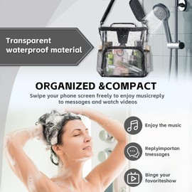 WHCPCYO Shower transparent Caddy Portable for College Dorm Room Essentials,Portable Shower Caddy Dorm with 4-Pocket Large Capacity,Shower Bag for Beach,Swimming,Gym