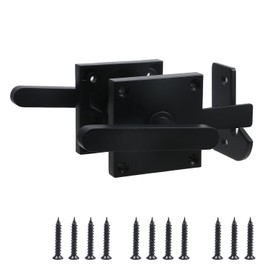 Crapyt Crapyt Black Double-Sided Aluminum Swinging Bolt Door Latch, Heavy Duty Turnstile Wood Fence Gate Latch Hardware, for Garden Farm Gates, Picket Fences, Attic Doors, Garages, Tool Sheds